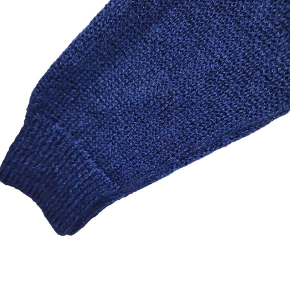 Halogen Cardigan Sweater Womens Size M  3/4 Sleeve 100% Cotton Blue - Picture 5 of 8